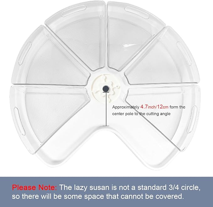 Leeden Lazy Susan Organizer for 26" Diameter Corner Lazy Susan, Plastic Kitchen Cabinet Storage Bins with Handle, 6 Packs, 1/