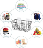 JUNCHU CHERRY 2 Pack Hanging Storage Basket, Bathroom Basket, Household Goods, with Traceless Tape, no Drilling, for Cabinet 