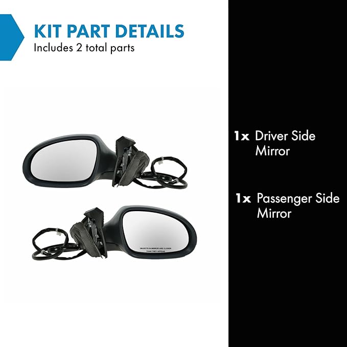TRQ 2 Piece Driver and Passenger Side Mirror Assembly Set Electric Adjustment Heated No Memory Gray Compatible with 2006-2010