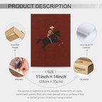 Retro Western Framed Wall Art Skeleton Cowboy Poster Vintage Bucking Bronco Prints Quirky Western Horse Rider Painting Hallow