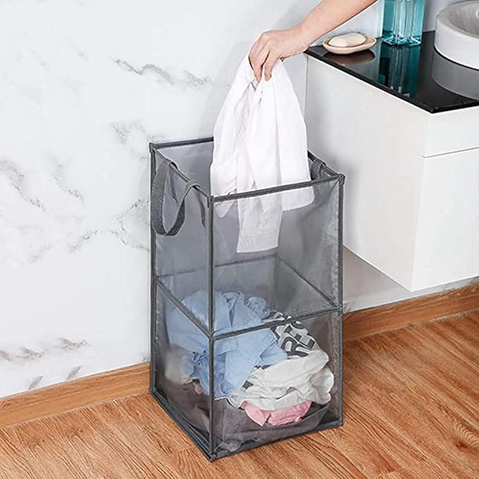 Pop Up Laundry Baskets - Mesh Collapsible Laundry Hampers Storage with Handle - Foldable for Washing Storage, Great for The K