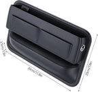 Car Seat Gap Organizer – Universal Leather Side Pocket Storage Box for SUV, Truck & Sedan, Center Console Organizer with 4 Storage Pockets, Premium Black Car Accessories for Men & Women