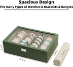 Bracelets Organizer Rods Bangles Display Holder, Clear See through Lid Leather Velvet Jewelry Storage Box Case for Women, 4 R