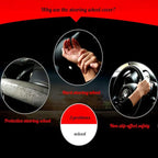 Brown Wheel Cover Cowhide Steering Wheel Cover Brown Leather Car Steering Wheel Cover Universal Size M / 15inch Fit Car/Auto/SUV (A-Brown-M)