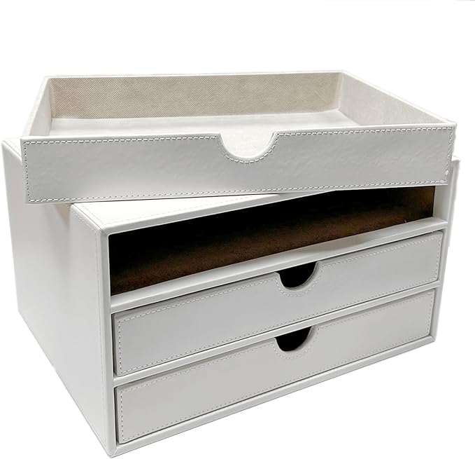UnionBasic Document Organizer, 3-Drawer File Cabinet Document Storage Box, Office Desktop Filing Organizer, White