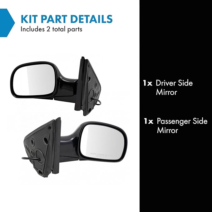 TRQ 2 Piece Driver and Passenger Side Mirror Assembly Set Electric Adjustment Non-Heated No Memory Black Compatible with 2001