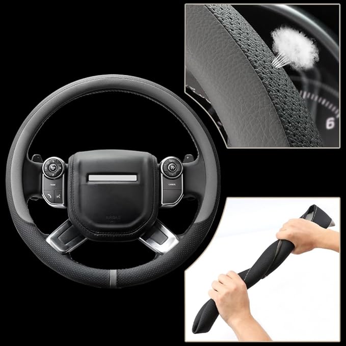 COFIT Breathable Car Steering Wheel Cover 16 inch Auto Universal Leather Wrap Non-Slip Steeringwheel Protector Automotive Int