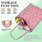Car Trash Can, Cute Car Trash Bag, Hanging Car Organizer and Storage Bag, Trash Bin for Car Accessories, Vehicle, Travelling, Camping Cute Pink Bow