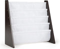 Humble Crew 4-Tier Kids Bookshelf, Espresso Wood/White - Premium Book Shelf for Kids Rooms with Four Deep Pockets - Toddler S