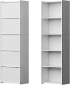 SUPER DEAL 5-Tier Open Shelf Bookcase and Bookshelf, Freestanding Display Storage Shelves Narrow Cube Storage Organizer for S