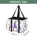 Three Cute Gnome Reusable Grocery Bags Large Shopping Tote Bag with Reinforced Bottom Board, Water Resistant Foldable Storage