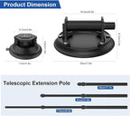 Triple Suction Cup Car Mount Kit for Insta360 with Extension Pole/Selfie Stick, Strong Vacuum Suction Cup Windshield Dashboard Camera Mount for Insta360 x5, GoPro, DJI OSMO with Action Camera Adapter