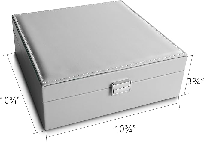 Frebeauty Earring Organizer Classic Jewelry Box 50 Slots Double Layer Jewelry Storage Case with 6 Necklace Hook and Bracelet 