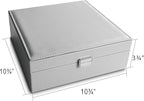Frebeauty Earring Organizer Classic Jewelry Box 50 Slots Double Layer Jewelry Storage Case with 6 Necklace Hook and Bracelet 