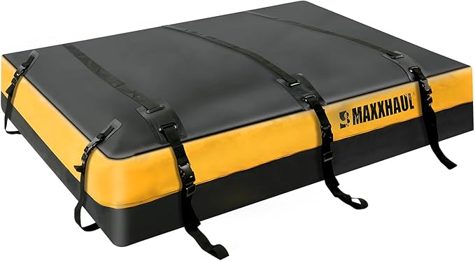 MaxxHaul 50853 Truck Platform Rack Rooftop Cargo Carrier Bag, 20 Cu Ft (63″ L × 54″ W × 10″ H), Heavy-Duty PVC, Weather-Resistant with Lockable Zipper & Full Strapping System