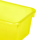 Storex Small Cubby Bins – Plastic Storage Containers for Classroom with Non-Snap Lid, 12.2 x 7.8 x 5.1 inches, Tint Yellow, 5