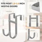 FYY Over The Door Hooks - 4 Pack Heavy Duty Dual-Hook Organizer Hanger with Non-Slip Rubber for Towels, Clothes, Hats & Bags 