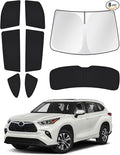 Windshield Sun Shade for 2020-2025 2026 Toyota Highlander Accessories Side Rear Window Shade Cover Set Window Sun Visor Privacy for Camping Keep Vehicle Cool Black 8PCS