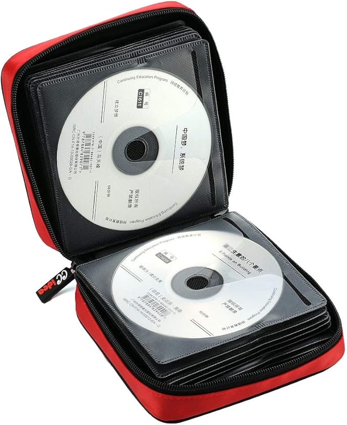 CCidea 40 Capacity CD/DVD Case Holder Portable Disc Wallet Storage Binder Nylon Cd Bag (Red) Specials