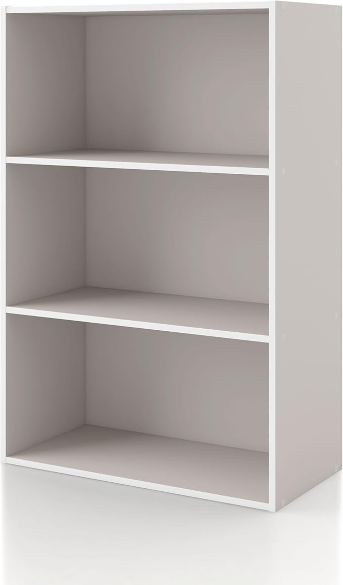 Homes: Inside + Out Apexa 3-Tier Cube Storage Organizer Shelves, Stackable Wood Bookcase Fits Cubby Bins for Organization, Do