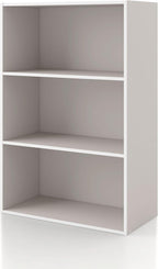 Homes: Inside + Out Apexa 3-Tier Cube Storage Organizer Shelves, Stackable Wood Bookcase Fits Cubby Bins for Organization, Do