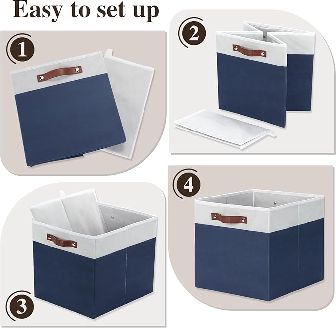 Temary Cube Storage Bins 4Pack Foldable Cube Baskets for Clothes Shelf Storage Basket with Handles, Storage Box Fabric Storag