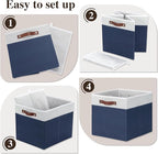 Temary Cube Storage Bins 4Pack Foldable Cube Baskets for Clothes Shelf Storage Basket with Handles, Storage Box Fabric Storag