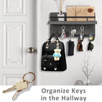 OurWarm Wall Mounted Key Hanger with 5 Hooks, Decorative Wooden Mail Organizer with Shelf, Rustic Home Decor for Entryway, Mu
