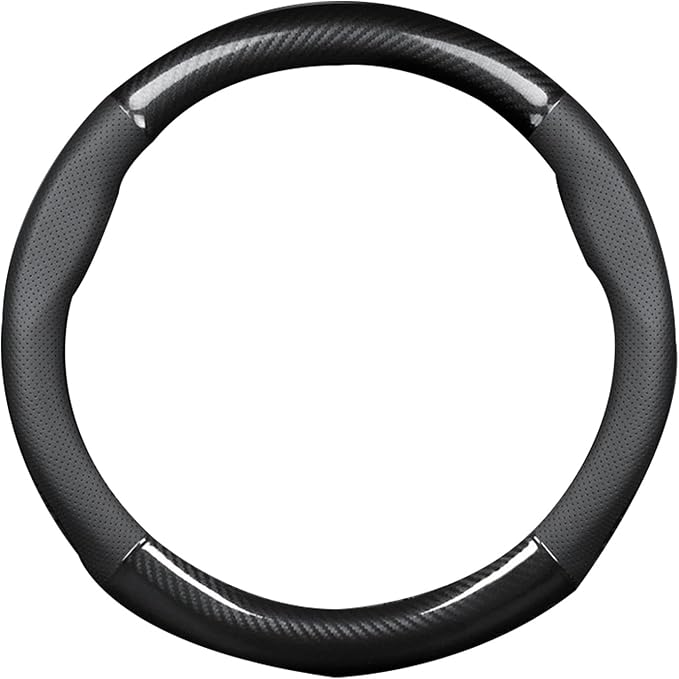for Steering Wheel Cover Fusion Carbon Fiber Premium Leather Non-Slip, Breathable, Trendy Car Accessories with Car Logo,for Accessories (New-New)