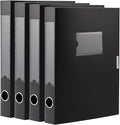 A4 Storage File Boxes Archives Cases, Foldable Plastic File Folder, Thickened to 5.8cm,Large Capacity,Black(Pack of 4)