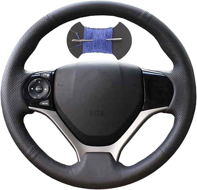 Leather Steering Wheel Cases Car Steering Wrap Stitch Steering Wheel Cover Fit for Honda Civic Civic 9 2012 2013 2014 2015,Blue