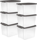 Sterilite 6-Pack ShelfTote, Clear Plastic Storage Bins with Lids, 50 Quart, Gray - Stackable Organizing Container Boxes for C