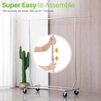 HOKEEPER Clothes Rack, Rolling Clothing Racks for Hanging Clothes, Portable Clothes Rack with Lockable Wheels, Commercial Hea