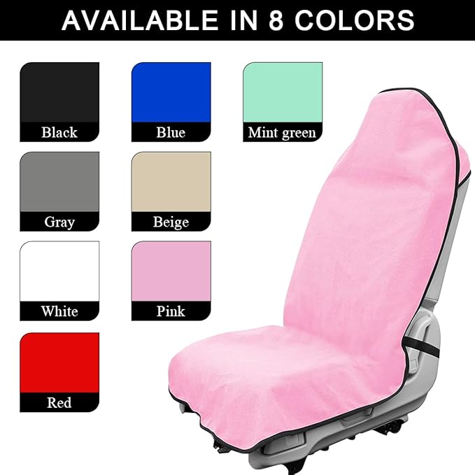 2PCS Car Towel Seat Cover, Waterproof Sweating Non-Slip Premium Soft Towel Carseat Protector, Universal Machine Washable Car 
