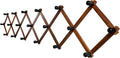 Accordion Wall Hanger, Wood Expandable Wall Mounted Hanger with 19 Hooks for Coats,Hats,Coffee Mug Ect,19Pegs, Walnut Color,R