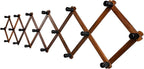 Accordion Wall Hanger, Wood Expandable Wall Mounted Hanger with 19 Hooks for Coats,Hats,Coffee Mug Ect,19Pegs, Walnut Color,R