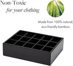 GOBAM Bamboo Closet Drawer Organizer, 15 Compartments - Drawer Divider & Storage Box for Ties, Bras, Briefs, Socks & Jewelry 