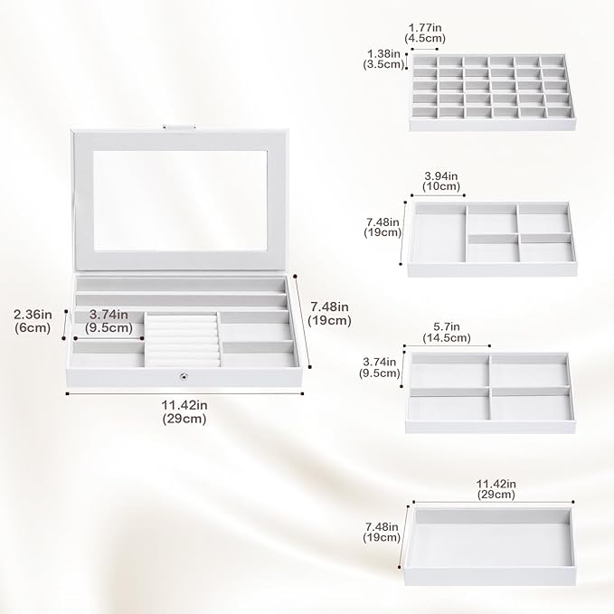 ProCase 5 Layers Stackable Jewelry Tray Box, Stackers Jewelry Trays for Dresser Drawer Storage, Jewelry Organizer Case with L