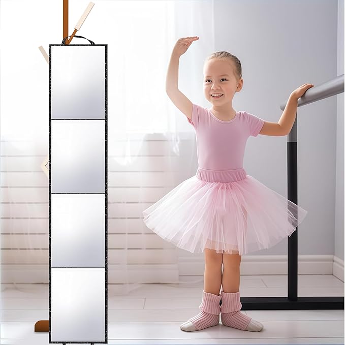 Foldable Full Length Mirror 2-in-1 Wall-Mounted or Tabletop Mirror, Portable Travel Mirror with Handle for Dance Home Bedroom