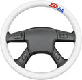 MEWANT USA 250th Anniversary Embroidered Hand Stitch Steering Wheel Cover for Chevy Silverado 1500 2003-2006 1500 Classic 2007 2500HD Classic 3500 White Faux Leather Steering Wheel Wrap