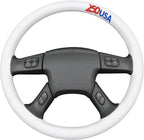 MEWANT USA 250th Anniversary Embroidered Hand Stitch Steering Wheel Cover for Chevy Silverado 1500 2003-2006 1500 Classic 2007 2500HD Classic 3500 White Faux Leather Steering Wheel Wrap