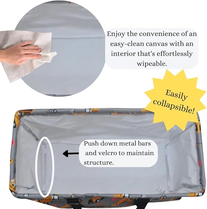NGIL Extra Large Utility Tote Reusable Grocery Bag Oversized Collapsible for Groceries, Storage, Picnic, Beach (Construction Trucks-black)