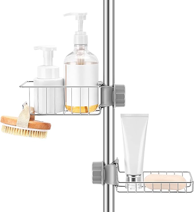 Clawfoot Tub Caddy(Shower Rod Not Included) - Stainless Steel Shower Shelves and Soap Caddy