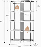 ROJASOP Portable Closet Wardrobe Closet for Hanging Clothes with 6 Storage Shelves, 1 Hanging Rod and 4 Pockets, Free Standin