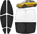 KUST Car Window Shades for Tesla Model 3 Highland 2024-2025 2026 Windshield Sun Shade Side Window Cover UV Block Privacy Protection Accessories for Camping Blackout Rear Back Full Set 8PCS
