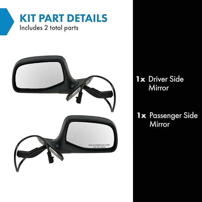 TRQ Driver and Passenger Side Mirror Assembly Set Power Foldaway Smooth Paint to Match Compatible with 1992-1996 Ford Bronco 