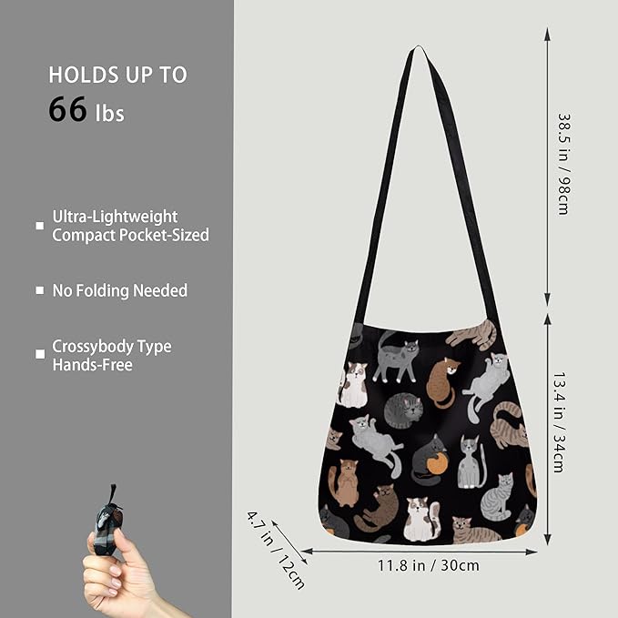 BeeGreen Reusable Grocery Shopping Bag -Travel Tote Bag - Foldable Compact Sturdy Bags
