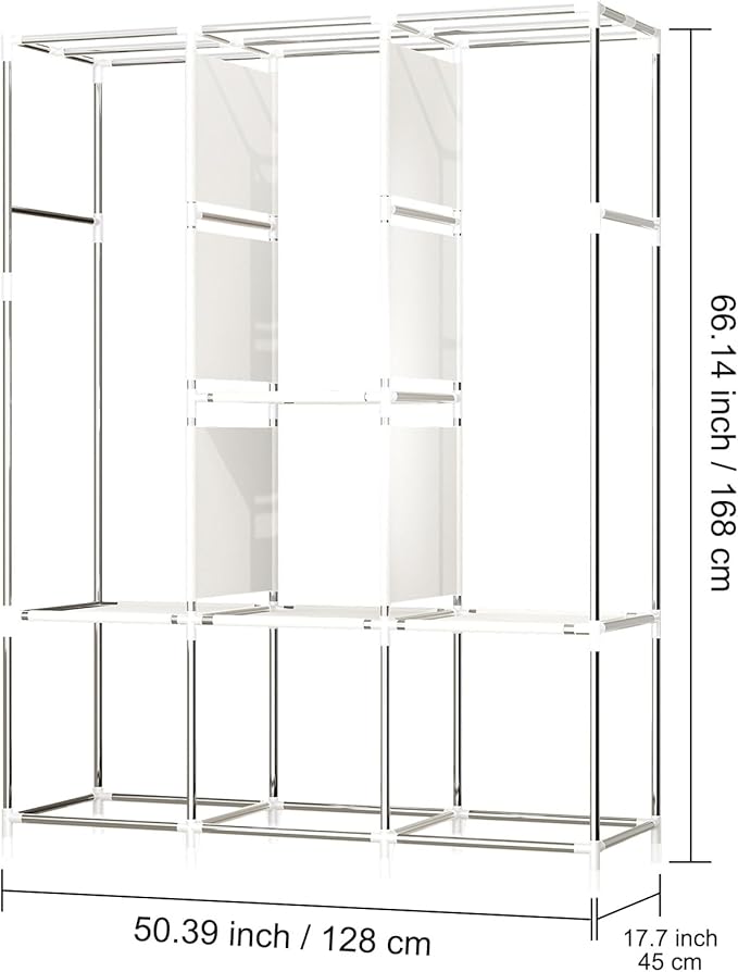 BAOKALER Portable Closet for Hanging Clothes 67 Inch Wide Large Capacity Portable Wardrobe Closet with Cover, Storage Shelves