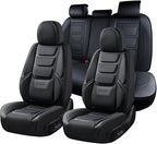 Coverado Car Seat Covers Full Set, Seat Covers for Cars, Front Seat Covers and Back Seat Cover Waterproof Leather Automotive 