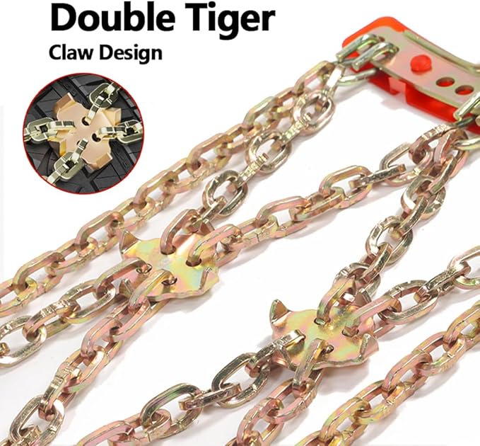 Tire Chains, Snow Chains for Car/SUV/Pickup, for Tire Width（225-285mm), Adjustable Universal Emergency Thickening Chains, 6PC
